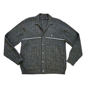 Vtg Bronzini Cardigan Sweater Mens L Embroidered Horse Equestrian Preppy Western